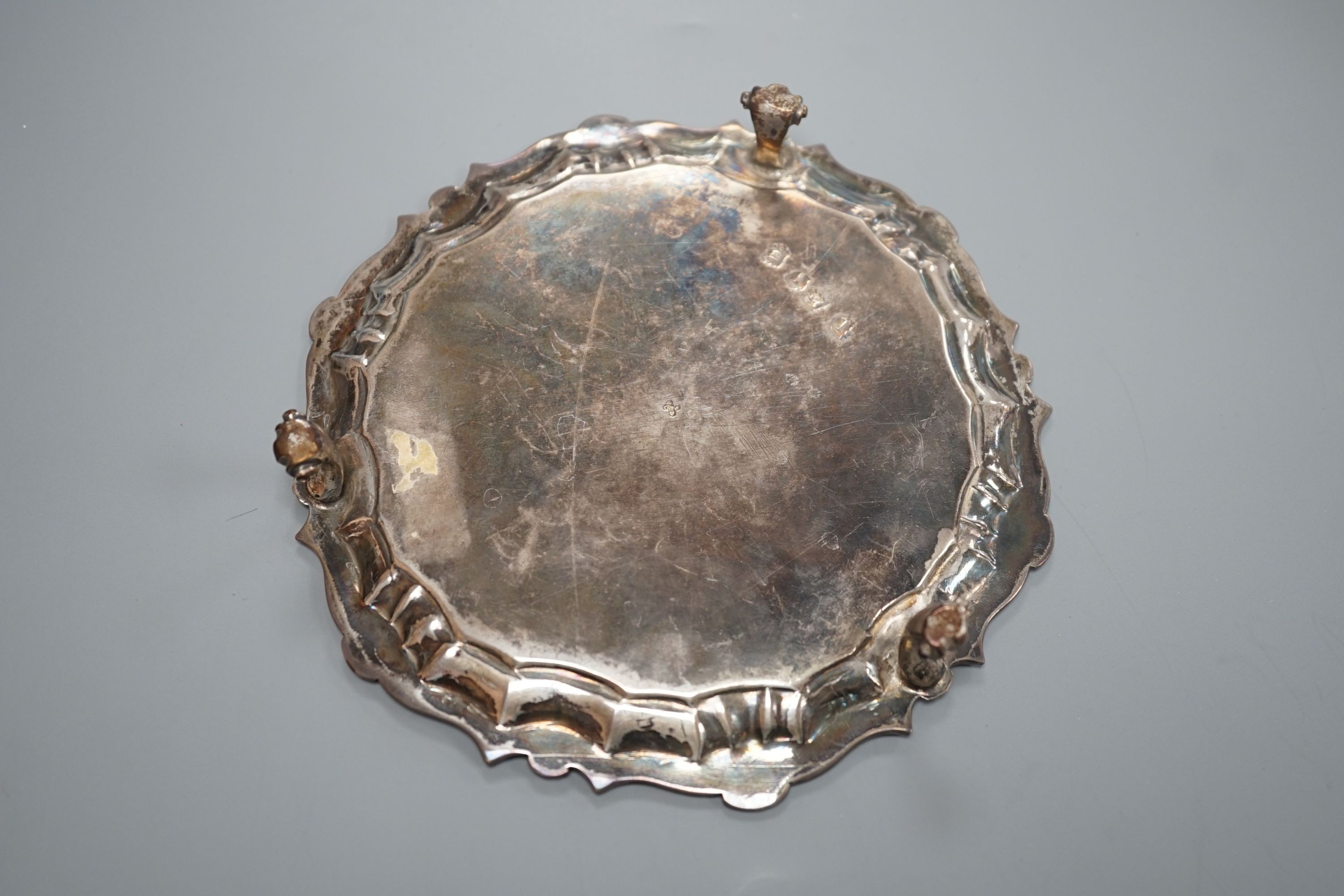 A George II silver waiter, John Sanders, London, 1746?, 15.6cm, 5.5oz.